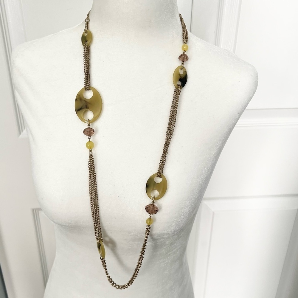 Funky unique long geometric chain necklace